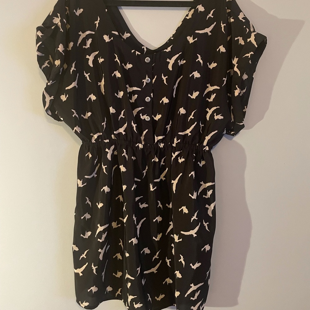 Black and Tan bird print dress